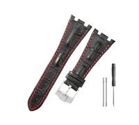 WUWMTUTCK Bracelets de montre en cuir adaptés for Audemars et for Piguet Royal Oak 15710 26471 26474 28mm for bracelet de montre for boucle pliante(Black red-Steel-K13)