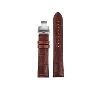 WUWMTUTCK Lea/ther for bracelet de montre inférieur en caoutchouc de silicone 19 20 21 22mm bracelet de montre universel noir marron bleu foncé for hommes et femmes(Brown-Silver,20mm)