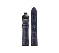 WUWMTUTCK Lea/ther for bracelet de montre inférieur en caoutchouc de silicone 19 20 21 22mm bracelet de montre universel noir marron bleu foncé for hommes et femmes(Dark blue-Black,22mm)