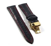 WUWMTUTCK Sangle en cuir de la bande surveillance montée(Black Red-G,16mm)