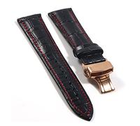 WUWMTUTCK Sangle en cuir de la bande surveillance montée(Black Red-RG,24mm)