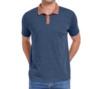 WUWUSKY Polo à Manches Courtes pour Homme - pour l'été - Boutonnière - en Coton - Mode décontracté - pour Le Golf, Bleu Marine pané, XL