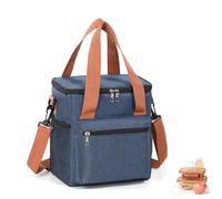 WUWYOUWL Sac de Déjeuner Isolé, Grande Capacité Imperméable CoolerBag, Sac à épaule Réutilisable Frais Pliable Pour Les Femmes Hommes Enfants et Les étudiants École de Pique-Nique (Bleu-1, 7.3L)