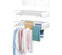 Wuxiuxiu Étendoir mural - 60 cm de large, 9,9 m pieds linéaires, 4 tiges en aluminium, capacité de 18,1 kg avec gabarit mural, tournevis, foret