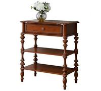 WUXTOKV Console Meuble Entree, Console Bois Massif, Étagères Ouvertes, Rangements a Plusieurs Niveaux, Style Classique, Facile a Nettoyer et a Entretenir(Orange)