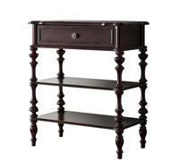 WUXTOKV Console Meuble Entree, Console Bois Massif, Étagères Ouvertes, Rangements a Plusieurs Niveaux, Style Classique, Facile a Nettoyer et a Entretenir(Brown)