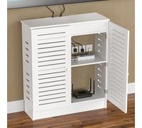WUXTOKV Meuble Box Internet, Cache Radiateur Au Design Rétro, Dissimule Les Tuyaux et Les Câbles Encombrants, avec Rangement, Facile À Monter(White,60x80x25CM/24x28x10IN)