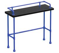 WUXTOKV Table de Bar Haute, Meuble Bar Cuisine, Style Industriel, Plateau avec Rambarde, Montage Facile, Idéale pour Les Bars et Terrasses(Blue,130x105x45CM/51x41x18IN)