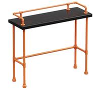 WUXTOKV Table de Bar Haute, Meuble Bar Cuisine, Style Industriel, Plateau avec Rambarde, Montage Facile, Idéale pour Les Bars et Terrasses(Orange,130x105x45CM/51x41x18IN)