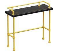 WUXTOKV Table de Bar Haute, Meuble Bar Cuisine, Style Industriel, Plateau avec Rambarde, Montage Facile, Idéale pour Les Bars et Terrasses(Yellow,150x105x45CM/59x41x18IN)