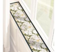 WUXTOKV Tapis de Rebord de Fenêtre, Coussins de Fenêtre Imperméables en PVC, Imperméable, Résistant a l'huile, Antidérapant et Durable, Motifs Floraux(200x10CM/79x4IN)