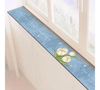 WUXTOKV Tapis de Rebord de Fenêtre, Tapis de Rebord de Fenêtre Antidérapant, Tapis Absorbant Fin, Séchage Rapide, Résistant aux Rayures et a l'usure(Blue,200x15CM/79x6IN)