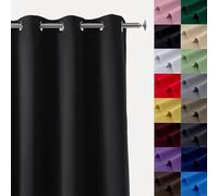 WUXXIANG 100% Rideau Occultant 2 Pièces 35 x 85 cm en Polyester, Élégants et Opaques, Super Doux Occultant Rideaux à Oeillets, avec Noir Doublure, pour Maison Chambre, Noir