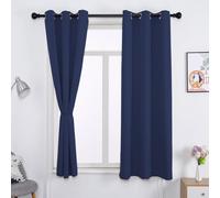 WUXXIANG 100% Rideau Occultant 2 Pièces 60 x 160 cm Thermiques Isolants Anti Froid Anti Bruit, Rideau Thermique Isolant Anti Chaud Intérieurs, avec Cravates, pour Chambre Fenêtre, Bleu Foncé