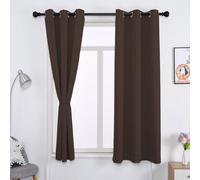 WUXXIANG Lot de 2 Rideau Occultant Thermique 120 x 200 cm 100% Polyester, Satiné, Rideaux et Draperies Intérieurs à Oeillets, avec Noir Doublure, pour Maison Chambre, Marron
