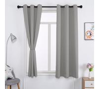 WUXXIANG Lot de 2 Rideau Occultant Thermique 120 x 200 cm en Polyester, Élégants et Opaques, Rideau Fenetre pour Toutes Les Saisons, avec Noir Doublure, pour Cuisine Chambre, Gris Clair