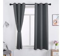 WUXXIANG Lot de 2 Rideau Occultant Thermique 190 x 150 cm Isolant Phonique et Thermique, Rideau Fenetre pour Toutes Les Saisons, avec Noir Doublure, pour Cuisine Chambre, Gris Foncé