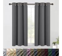 WUXXIANG Lot de 2 Rideau Occultant Thermique 240 x 240 cm Thermiques Isolants Anti Froid Anti Bruit, Rideaux Occultant Rideau Court Occultant à 100%, avec Cravates, pour Chambre Fenêtre, Gris