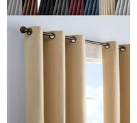 WUXXIANG Lot de 2 Rideaux Occultants à Oeillets 80 x 90 cm Thermiques Isolants Anti Froid Anti Bruit, Rideaux Occultant Court Isolant Thermique, avec Noir Doublure, pour Chambre Fenêtre, Beige