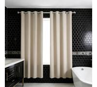 WUXXIANG Rideau Occultant 160 x 200 cm Doux, Thermique Isolant, Isolant Thermique, Anti Froid, Bloquer Lumiere, Anti UV Tenture Opaque à Oeillets pour Coucher, Vitrage des Balcons, Beige