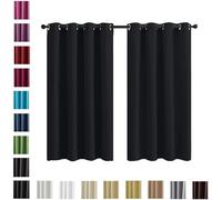 WUXXIANG Rideau Occultant 2 Pièces 110 x 60 cm Thermiques Isolants Anti Froid Anti Bruit, Rideaux Salon Occultants Unie Rideaux avec Cravates, pour Cuisine Chambre, Noir
