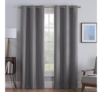 WUXXIANG Rideau Occultant 72 x 190 cm Thermique Isolant Anti Froid et Chaleur, Rideaux Occultant Rideau Court Occultant à 100%, avec Cravates, pour Chambre Fenêtre, Gris