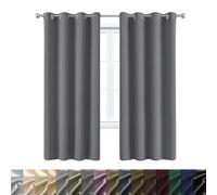 WUXXIANG Rideau Occultant avec Œillets 150 x 245 cm 100% Polyester, Satiné, Rideau Oeillets Rideaux et Draperies Intérieurs, avec Cravates, pour Chambre Fenêtre, Gris