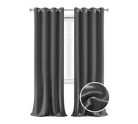 WUXXIANG Rideau Occultant Thermiques Lot de 2 150 x 240 cm 100% Polyester, Satiné, Rideaux Salon Occultants Unie Rideaux avec Cravates, pour Cuisine Chambre, Gris Foncé