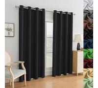 WUXXIANG Rideau Occultant Thermiques Lot de 2 190 x 90 cm Isolant Phonique et Thermique, Rideaux Opaques Thermiques Isolants, avec Noir Doublure, pour Cuisine Chambre, Noir