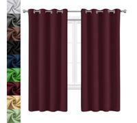 WUXXIANG Rideau Occultant Thermiques Lot de 2 200 x 230 cm 100% Polyester, Satiné, Rideau Opaque Salon Moderne, avec Cravates, pour Maison Chambre, Vin Rouge