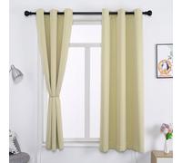 WUXXIANG Rideau Occultant Thermiques Lot de 2 70 x 130 cm en Polyester, Élégants et Opaques, Rideaux Occultant pour Salon et Chambre, avec Cravates, pour Chambre Fenêtre, Jaune Sable