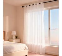 WUXXIANG Rideau Voilage 240 x 240 cm Semi-Transparent, Luxurious Doux, Lisse, Elegant Vintage Rideaux Transparent pour Salon et Chambre Terrasse Cuisine Bureau, Blanc