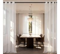 WUXXIANG Rideau Voilage 57 x 176 cm Semi-Transparent, Luxurious Doux, Lisse, Elegant Vintage Rideaux et Draperies pour Salon et Chambre Terrasse Cuisine Bureau, Blanc