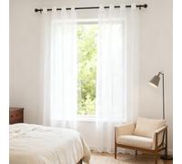 WUXXIANG Rideau Voilage 60 x 150 cm Semi-Transparent, Luxurious Doux, Lisse, Elegant Vintage Rideau Tulle pour Salon et Chambre Terrasse Cuisine Bureau, Blanc