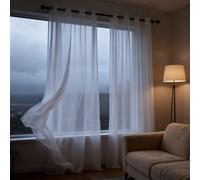 WUXXIANG Rideau Voile 150 x 155 cm Semi-Transparent, Luxurious Doux, Lisse, Elegant Vintage Rideaux Transparent pour Salon et Chambre Terrasse Cuisine Bureau, Blanc