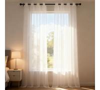 WUXXIANG Rideau Voile 236 x 155 cm Semi-Transparent, Luxurious Doux, Lisse, Elegant Vintage Rideau Tulle pour Salon et Chambre Terrasse Cuisine Bureau, Blanc