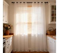 WUXXIANG Rideau Voile 240 x 240 cm Semi-Transparent, Luxurious Doux, Lisse, Elegant Vintage Rideaux Transparent pour Salon et Chambre Terrasse Cuisine Bureau, Blanc