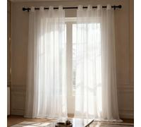 WUXXIANG Rideau Voile 57 x 179 cm Semi-Transparent, Luxurious Doux, Lisse, Elegant Vintage Rideau Voilages pour Salon et Chambre Terrasse Cuisine Bureau, Blanc