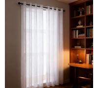 WUXXIANG Rideau Voile 57 x 224 cm Semi-Transparent, Luxurious Doux, Lisse, Elegant Vintage Translucide Rideau pour Salon et Chambre Terrasse Cuisine Bureau, Blanc