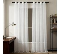 WUXXIANG Rideau Voile 60 x 125 cm Semi-Transparent, Luxurious Doux, Lisse, Elegant Vintage Voilages Intérieurs pour Salon et Chambre Terrasse Cuisine Bureau, Blanc