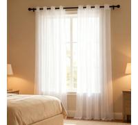 WUXXIANG Rideau Voile 61 x 135 cm Semi-Transparent, Luxurious Doux, Lisse, Elegant Vintage Rideaux Voilages à Oeillets pour Salon et Chambre Terrasse Cuisine Bureau, Blanc