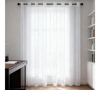 WUXXIANG Rideau Voile 61 x 185 cm Semi-Transparent, Luxurious Doux, Lisse, Elegant Vintage Rideaux et Draperies pour Salon et Chambre Terrasse Cuisine Bureau, Blanc