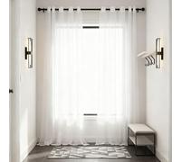 WUXXIANG Rideau Voile 61 x 240 cm Semi-Transparent, Luxurious Doux, Lisse, Elegant Vintage Rideau Voilages pour Salon et Chambre Terrasse Cuisine Bureau, Blanc