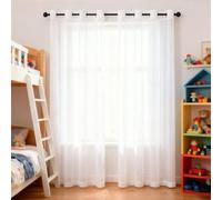 WUXXIANG Rideau Voile 61 x 240 cm Semi-Transparent, Luxurious Doux, Lisse, Elegant Vintage Voilages Intérieurs pour Salon et Chambre Terrasse Cuisine Bureau, Blanc