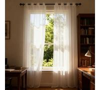 WUXXIANG Rideau Voile 94 x 155 cm Semi-Transparent, Luxurious Doux, Lisse, Elegant Vintage Voilages Intérieurs pour Salon et Chambre Terrasse Cuisine Bureau, Blanc