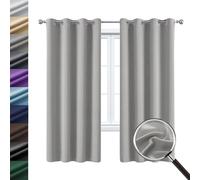 WUXXIANG Rideaux Occultant et Obscurcissant 110 x 35 cm Thermiques Isolants Anti Froid Anti Bruit, Rideaux Occultants pour Chambre et Salon, avec Cravates, pour Cuisine Chambre, Gris Clair