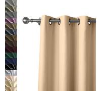 WUXXIANG Rideaux Occultant et Obscurcissant 145 x 210 cm 100% Polyester, Satiné, Rideau Thermique Isolant Anti Chaud Intérieurs, avec Cravates, pour Cuisine Chambre, Beige