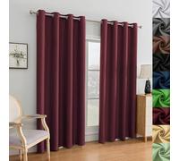 WUXXIANG Rideaux Occultant et Obscurcissant 50 x 200 cm Isolant Phonique et Thermique, Rideaux et Draperies Intérieurs à Oeillets, avec Noir Doublure, pour Maison Salon, Vin Rouge