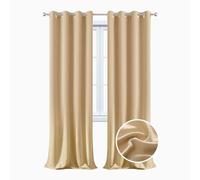 WUXXIANG Rideaux Occultant et Obscurcissant 60 x 190 cm en Polyester, Élégants et Opaques, Rideau Salon Rideau Occultant Thermiques, avec Cravates, pour Chambre Fenêtre, Beige