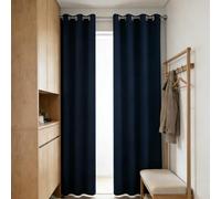 WUXXIANG Rideaux Opaque 80 x 180 cm Bloquer Lumiere, Anti Chaleur, Thermique Isolant, Anti Froid, Chaleur UV Bruit Draperies à Oeillets pour Coucher, Vitrage des Balcons, Bleu Marine